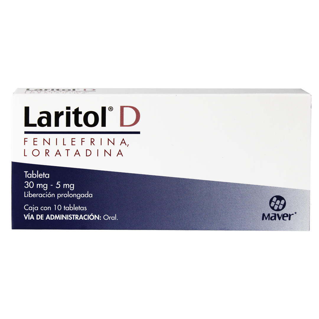 Laritol D (Fenilefrina 30mg - Loratadina 5mg) 10 tabletas